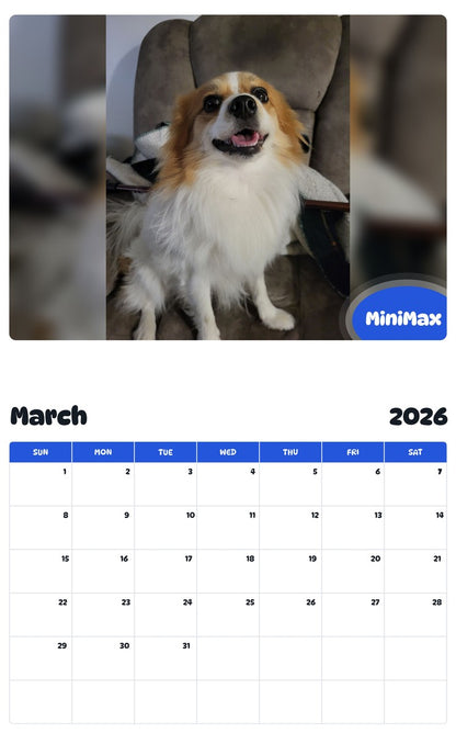 November 2025 - October 2026 MiniMax - Pawidols Pet Calendar