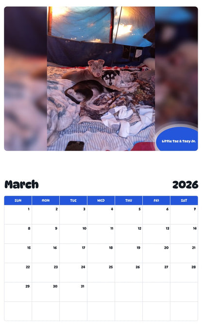 November 2025 - October 2026 Little Taz & Tazy Jr. - Pawidols Pet Calendar
