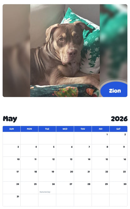 2026 - 2027 Zion - Pawidols Pet Calendar