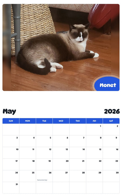 2026 - 2027 Monet - Pawidols Pet Calendar