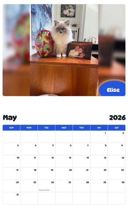 2026 - 2027 Elise - Pawidols Pet Calendar