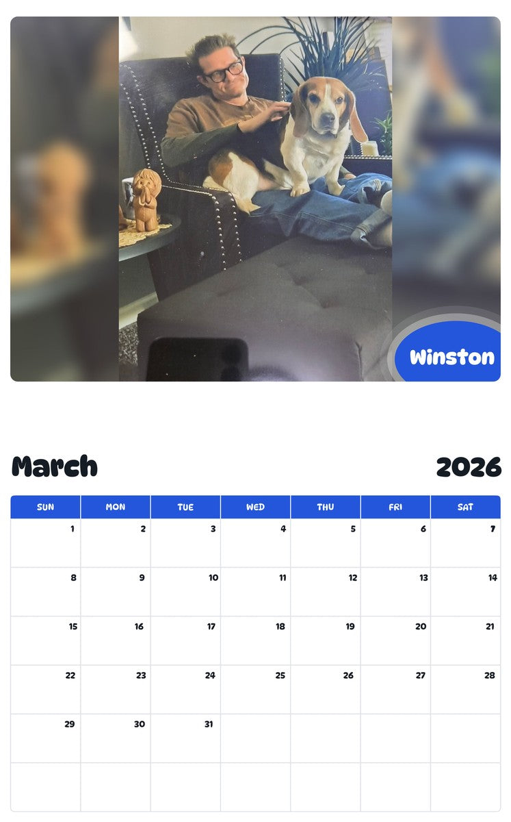 November 2025 - October 2026 Winston - Pawidols Pet Calendar