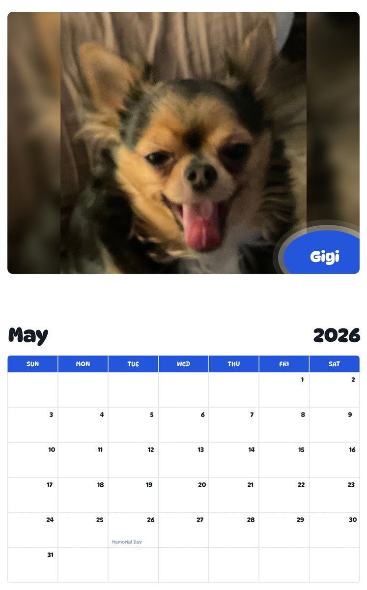 2026 - 2027 Gigi - Pawidols Pet Calendar