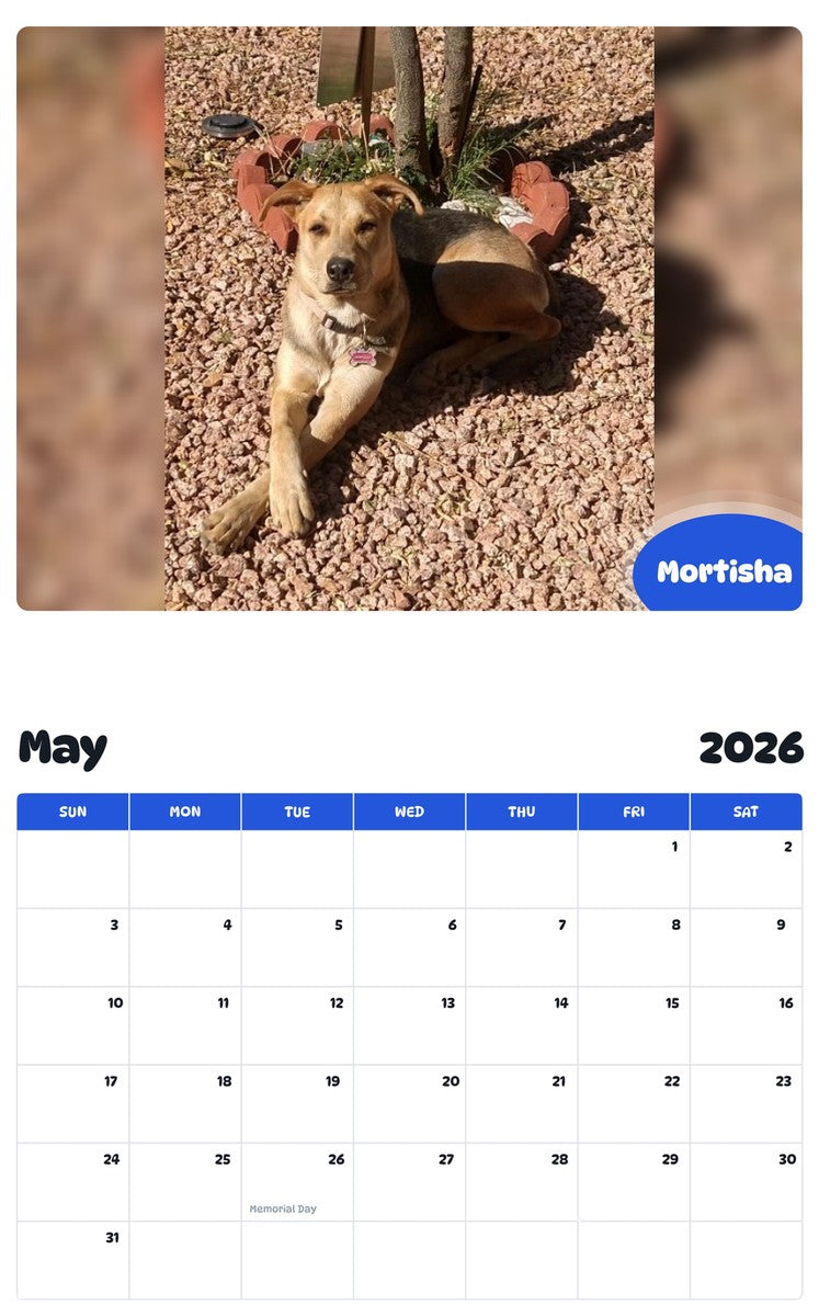 2026 - 2027 Mortisha - Pawidols Pet Calendar