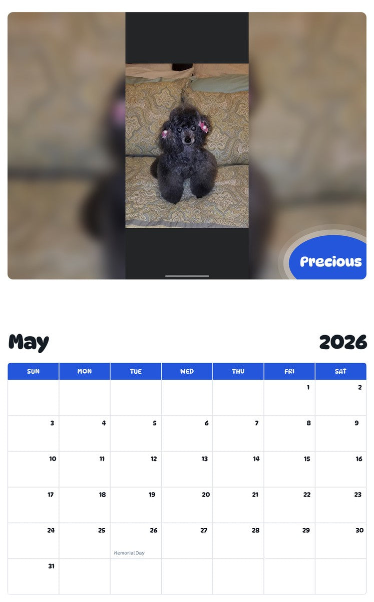 2026 - 2027 Precious - Pawidols Pet Calendar