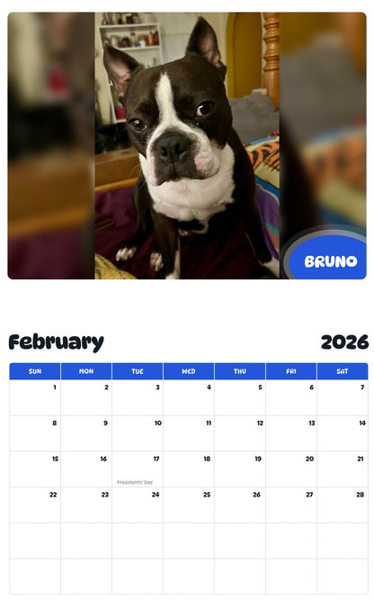 November 2025 - October 2026 BRUNO - Pawidols Pet Calendar