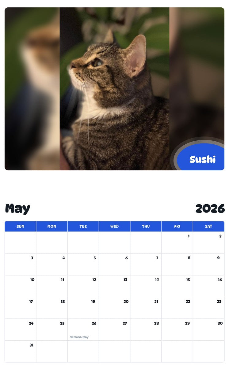 2026 - 2027 Sushi - Pawidols Pet Calendar