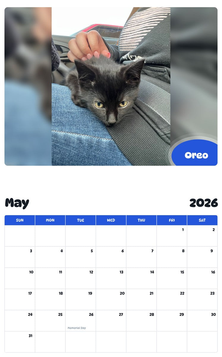 2026 - 2027 Oreo - Pawidols Pet Calendar
