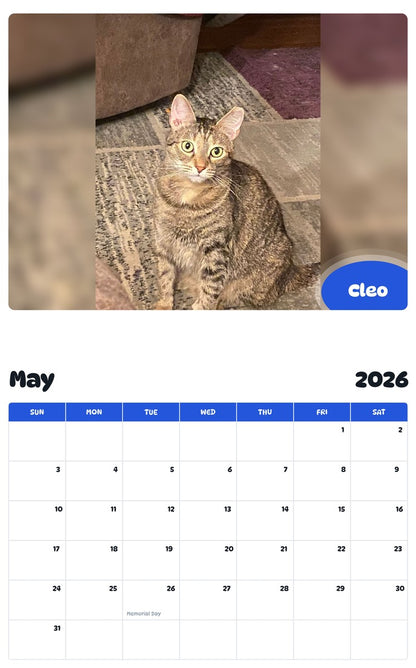 2026 - 2027 Cleo - Pawidols Pet Calendar