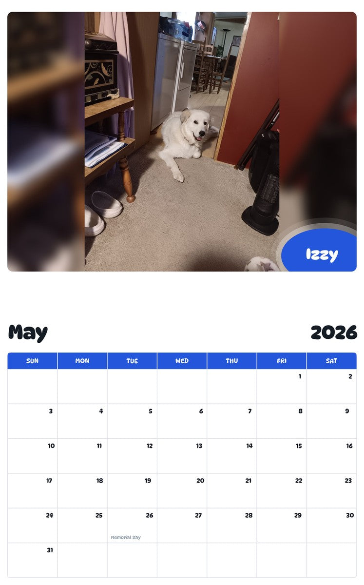 2026 - 2027 Izzy - Pawidols Pet Calendar