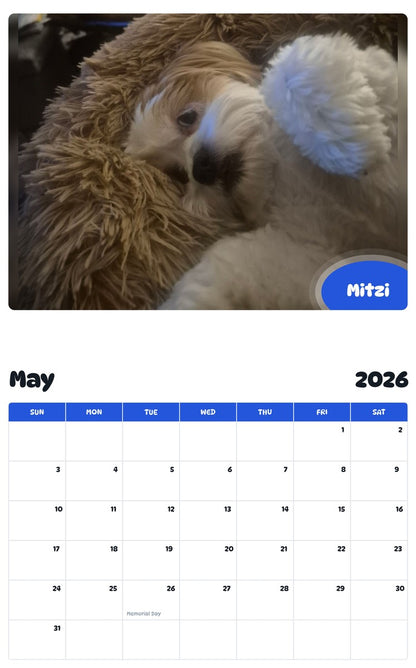 2026 - 2027 Mitzi - Pawidols Pet Calendar