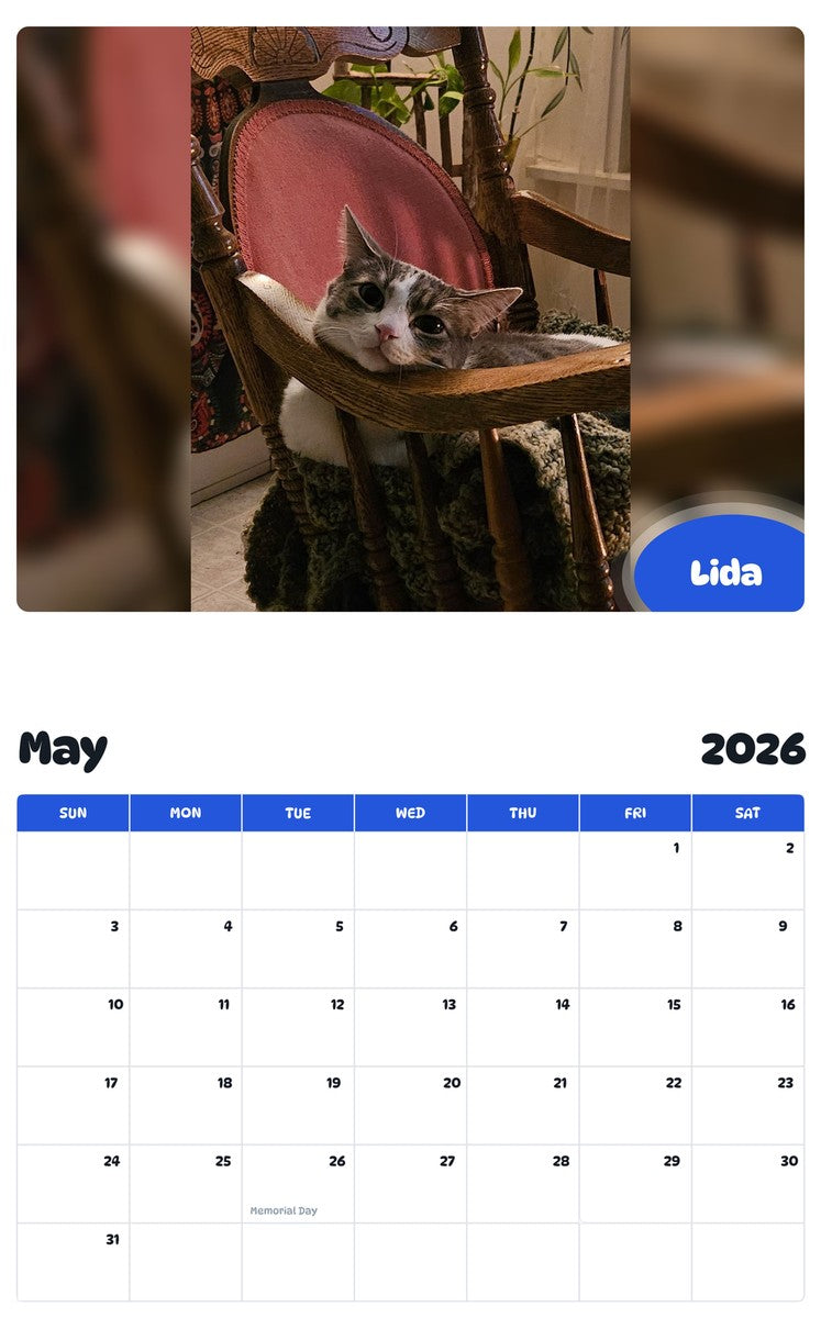 2026 - 2027 Lida - Pawidols Pet Calendar
