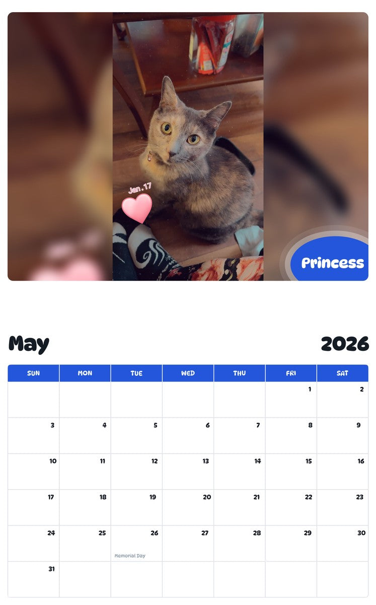 2026 - 2027 Princess - Pawidols Pet Calendar