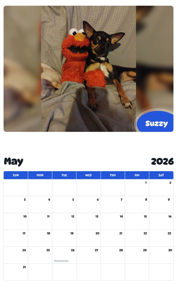 2026 - 2027 Suzzy - Pawidols Pet Calendar