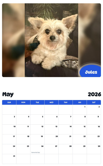 2026 - 2027 Jules - Pawidols Pet Calendar