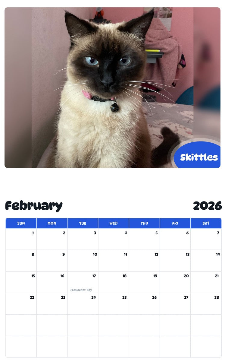 November 2025 - October 2026 Skittles - Pawidols Pet Calendar