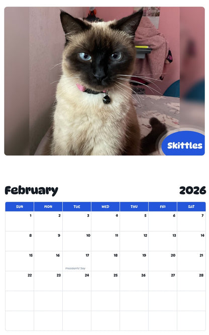 November 2025 - October 2026 Skittles - Pawidols Pet Calendar