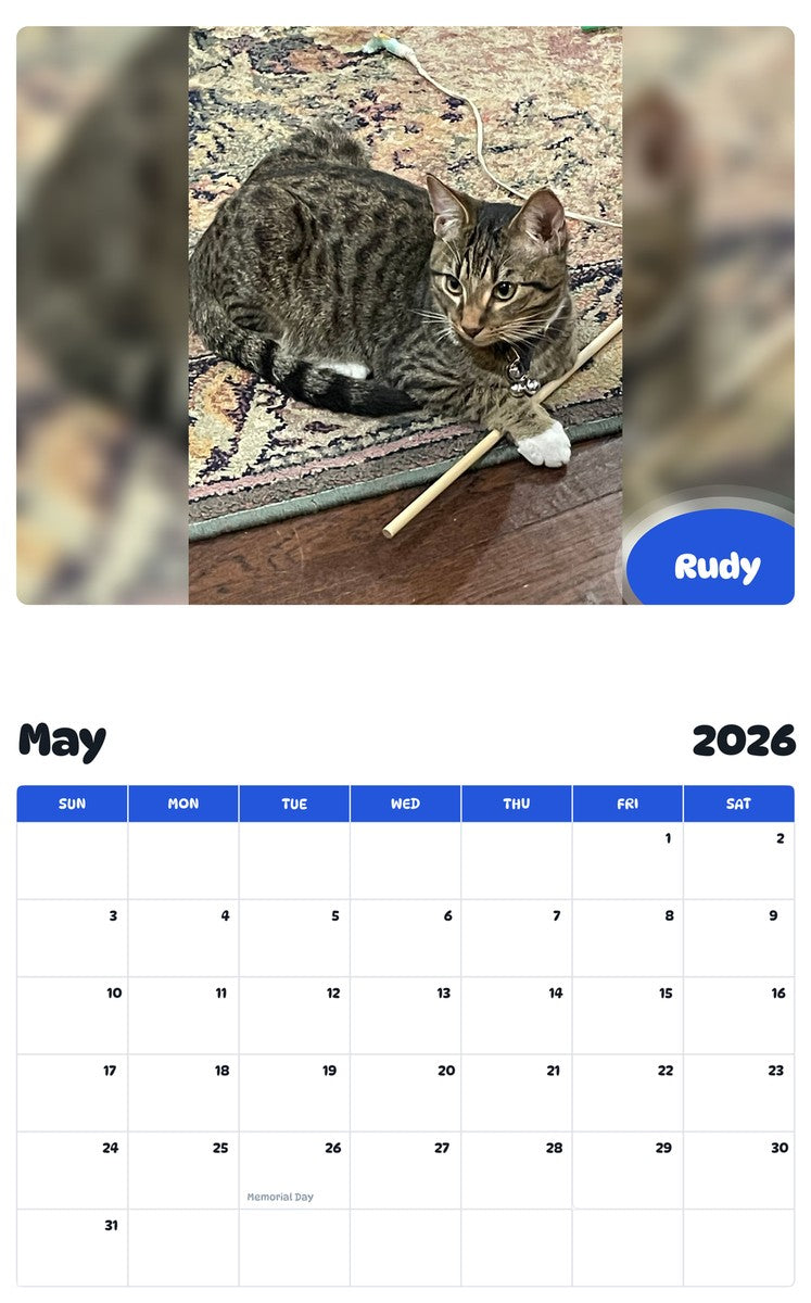 2026 - 2027 Rudy - Pawidols Pet Calendar