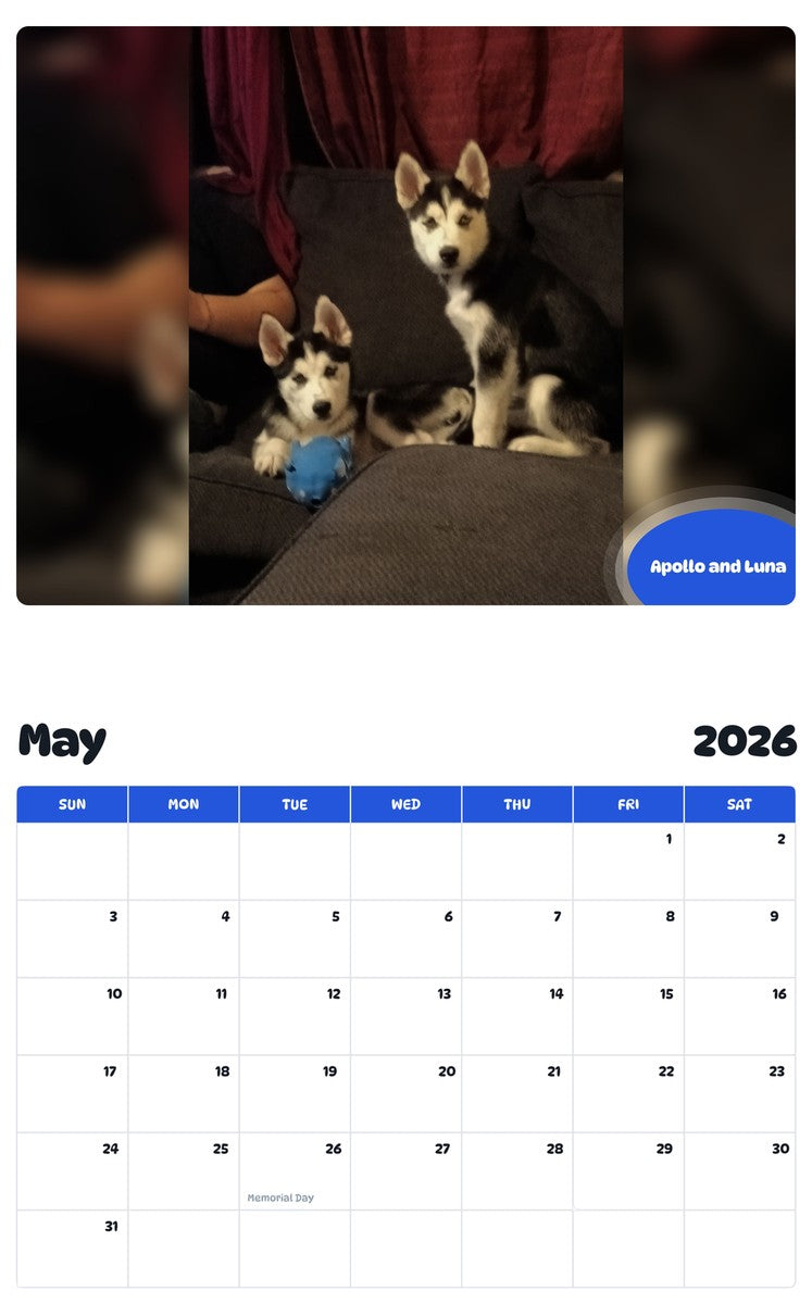 2026 - 2027 Apollo and Luna - Pawidols Pet Calendar