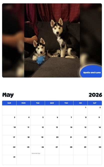 2026 - 2027 Apollo and Luna - Pawidols Pet Calendar