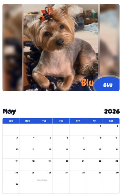2026 - 2027 BLU - Pawidols Pet Calendar