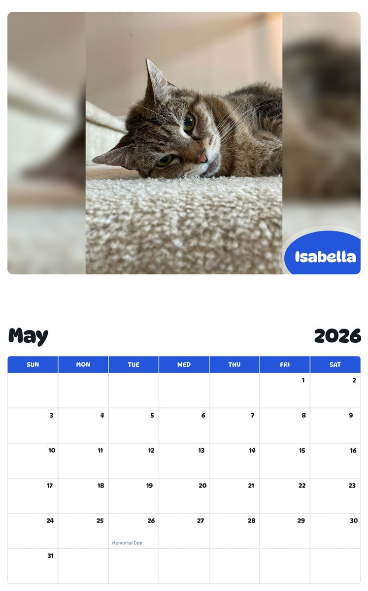 2026 - 2027 Isabella - Pawidols Pet Calendar