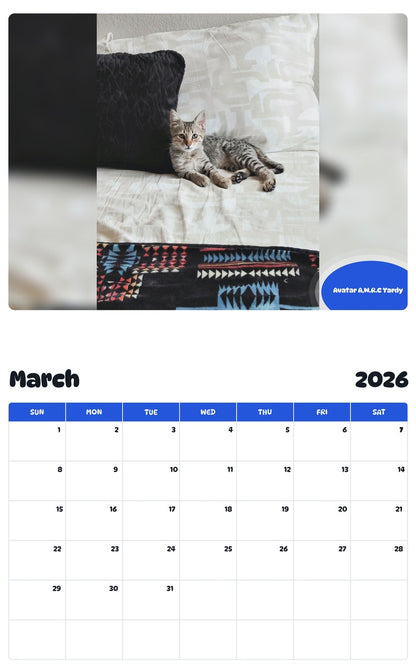 November 2025 - October 2026 Avatar A.W.R.C Yardy - Pawidols Pet Calendar