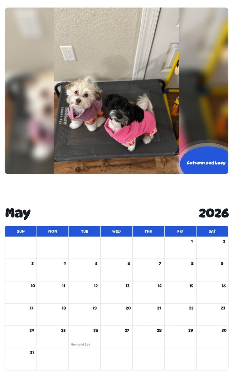 2026 - 2027 Autumn and Lucy - Pawidols Pet Calendar
