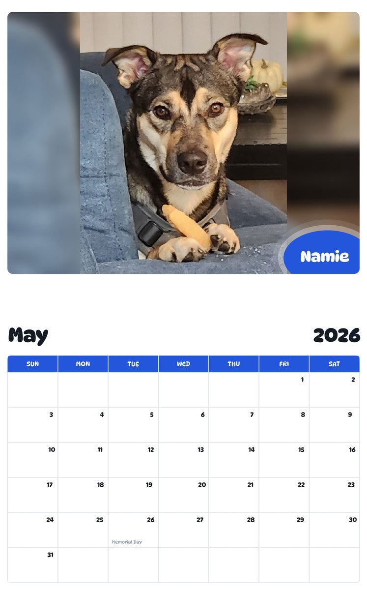 2026 - 2027 Namie - Pawidols Pet Calendar