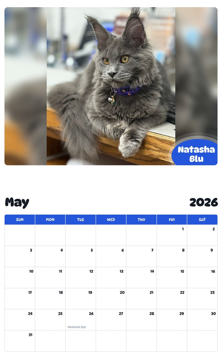 2026 - 2027 Natasha Blu - Pawidols Pet Calendar