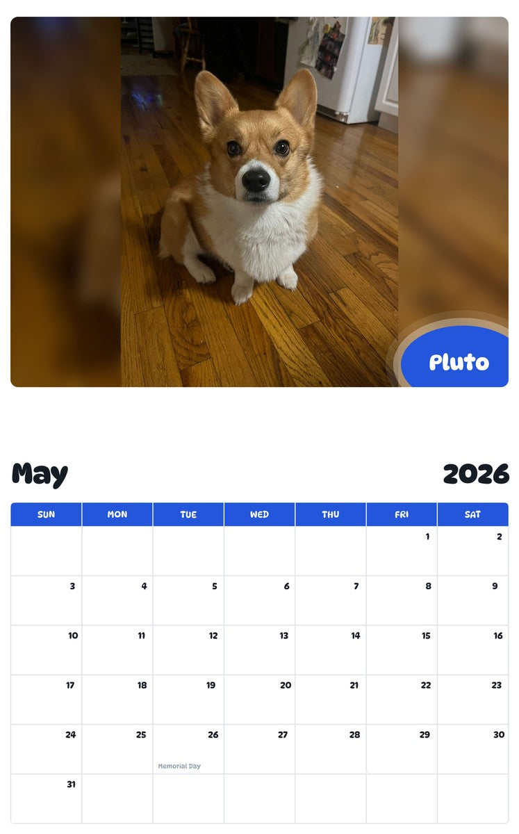 2026 - 2027 Pluto - Pawidols Pet Calendar