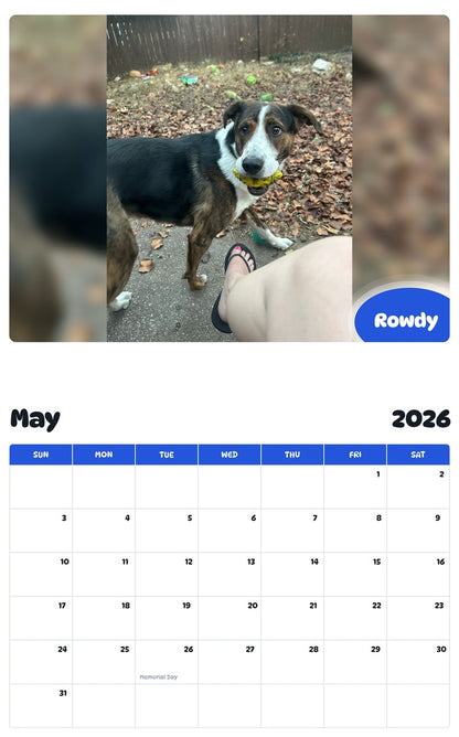 2026 - 2027 Rowdy - Pawidols Pet Calendar