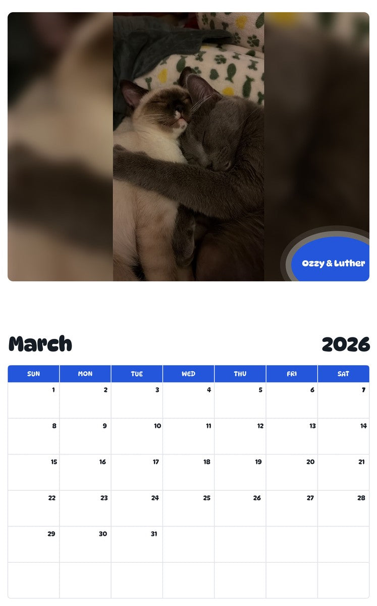 November 2025 - October 2026 Ozzy & Luther - Pawidols Pet Calendar