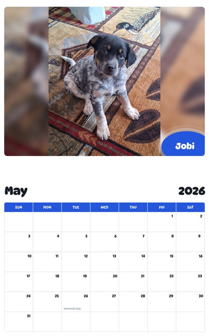 2026 - 2027 Jobi - Pawidols Pet Calendar