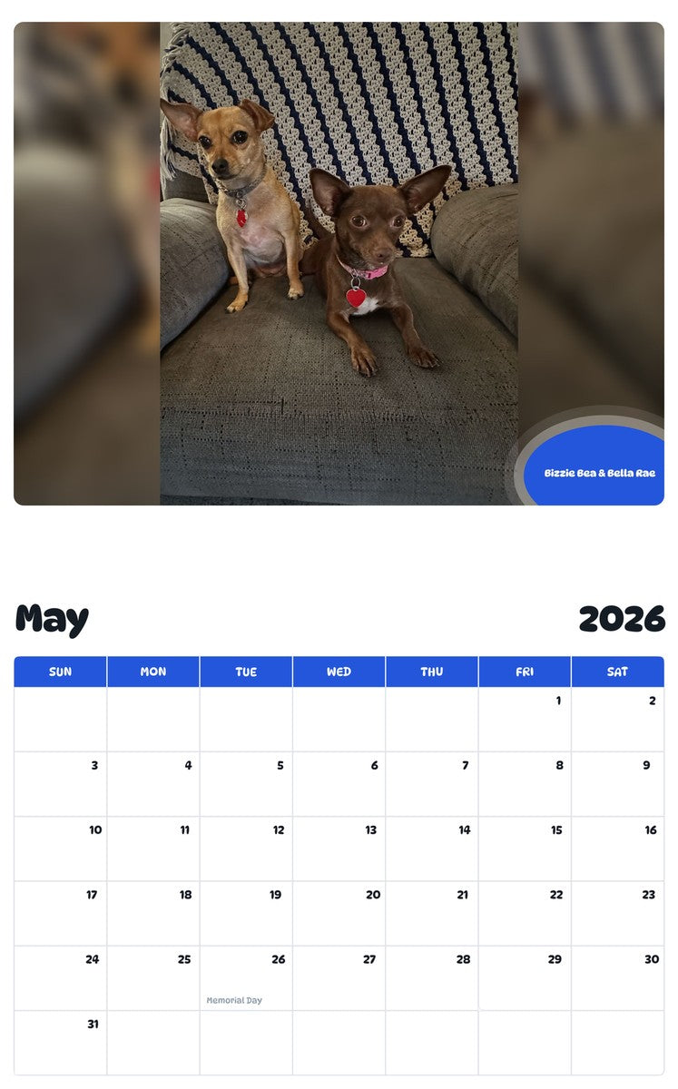 2026 - 2027 Bizzie Bea & Bella Rae - Pawidols Pet Calendar