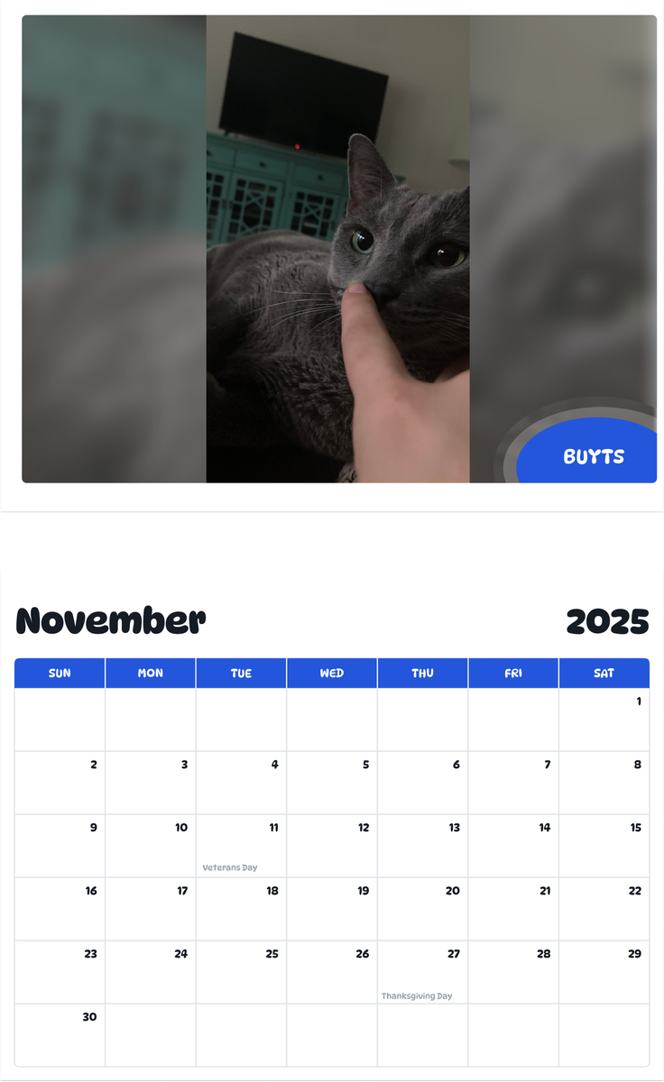 July 2025 - June 2026 Buyts - Pawidols Pet Calendar