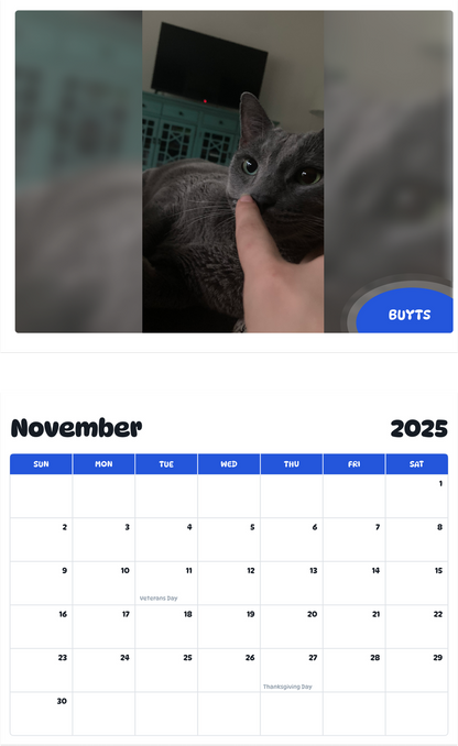 July 2025 - June 2026 Buyts - Pawidols Pet Calendar