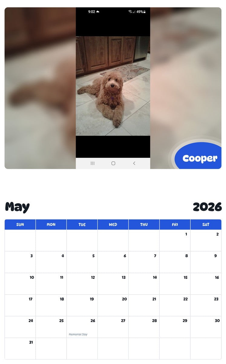 2026 - 2027 Cooper - Pawidols Pet Calendar