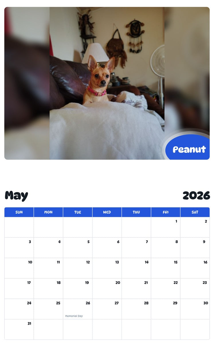 2026 - 2027 Peanut - Pawidols Pet Calendar