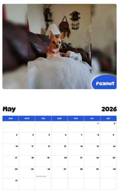 2026 - 2027 Peanut - Pawidols Pet Calendar
