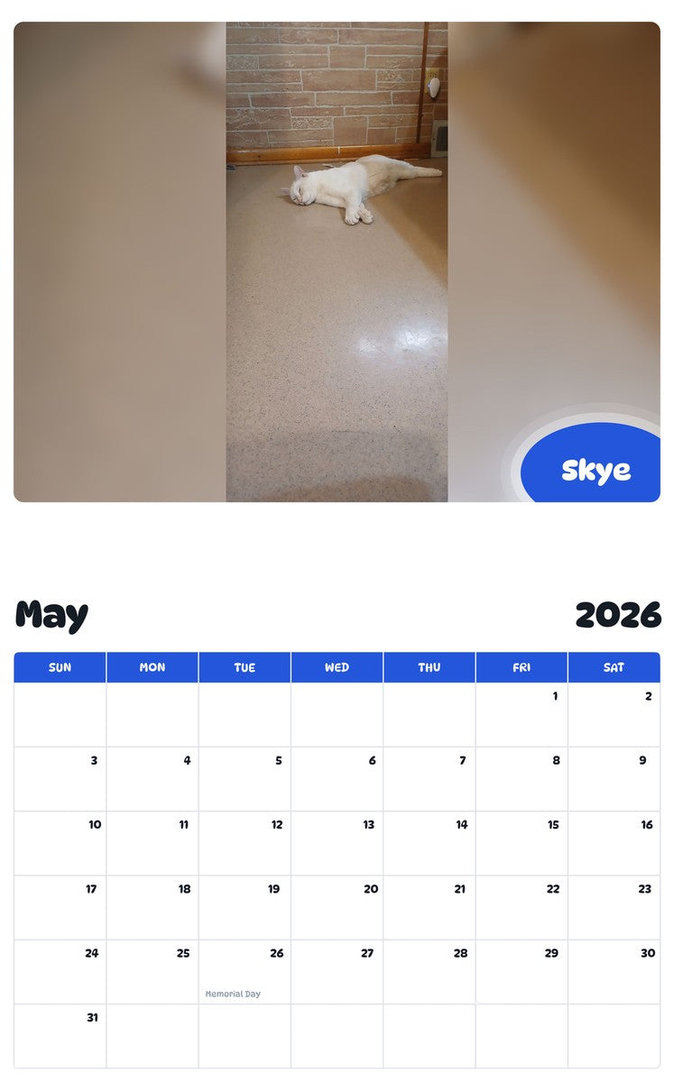 2026 - 2027 Skye - Pawidols Pet Calendar