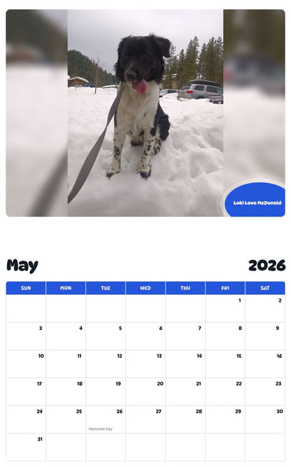 2026 - 2027 Loki Love McDonald - Pawidols Pet Calendar