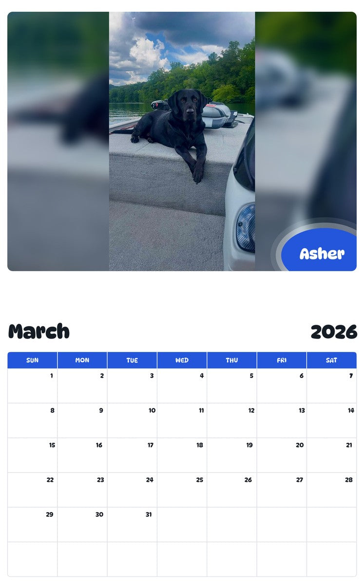 November 2025 - October 2026 Asher - Pawidols Pet Calendar