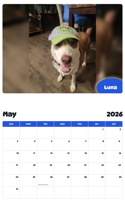 2026 - 2027 Luna - Pawidols Pet Calendar