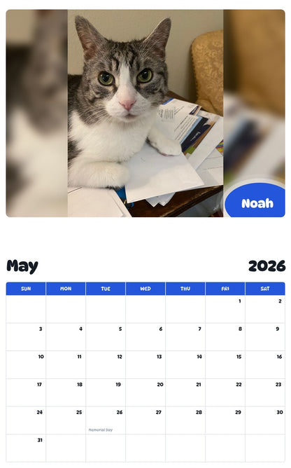 2026 - 2027 Noah - Pawidols Pet Calendar