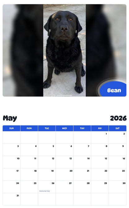 2026 - 2027 Bean - Pawidols Pet Calendar