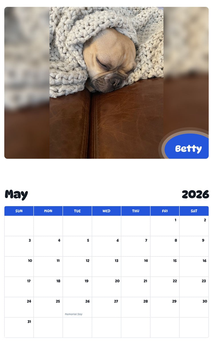 2026 - 2027 Betty - Pawidols Pet Calendar