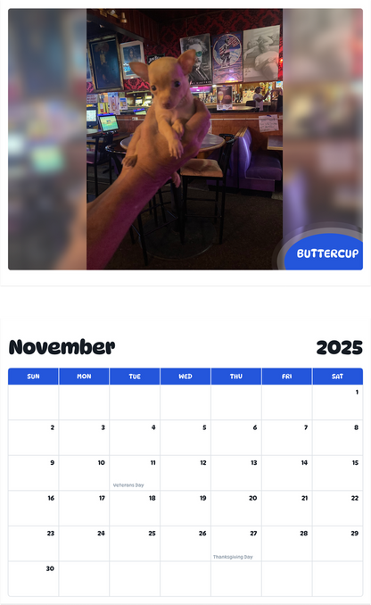 July 2025 - June 2026 Buttercup - Pawidols Pet Calendar