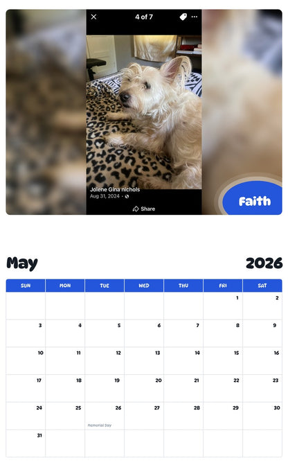 2026 - 2027 Faith - Pawidols Pet Calendar