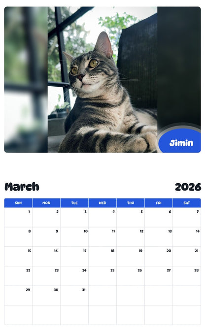 November 2025 - October 2026 Jimin - Pawidols Pet Calendar